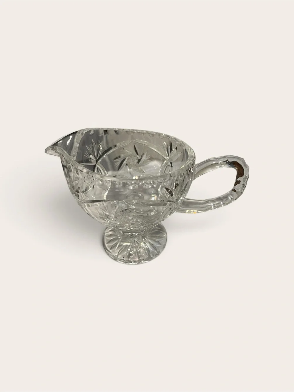 Source Unknown Clear Cut Glass Creamer with Pedestal